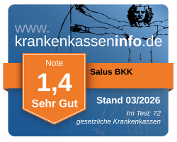 krankenkasseninfo.de: Salus BKK Note 1,4 sehr gut, Stand 03/2026