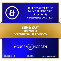 Morgen & Morgen Gesamtrating KV-Unternehmen: Barmenia Krankenversicherung AG mit vier Sternen