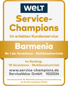 WELT Service-Champions 10/2024: Barmenia Nummer 1 der Versicherer im Multikanalvertrieb